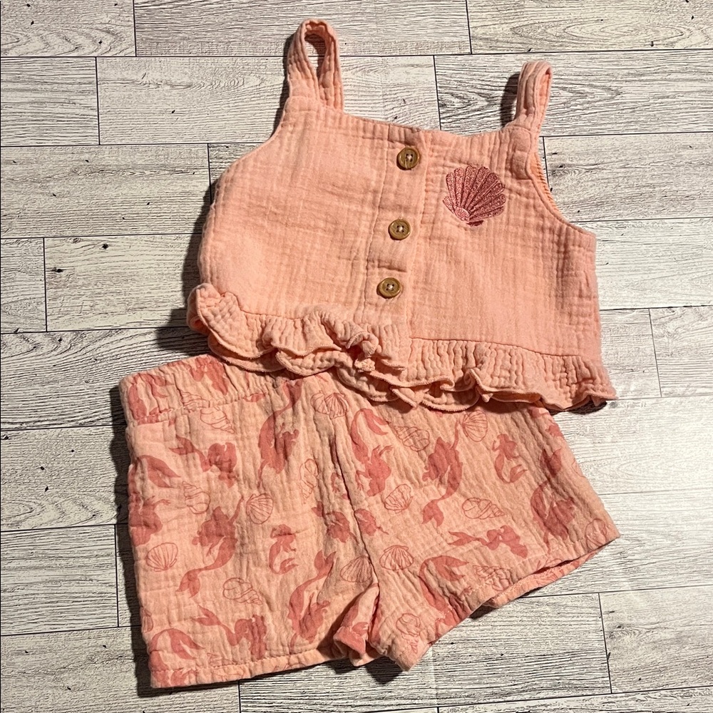 Disney Ariel Coral Kids Tank and Shorts Set size 12 months